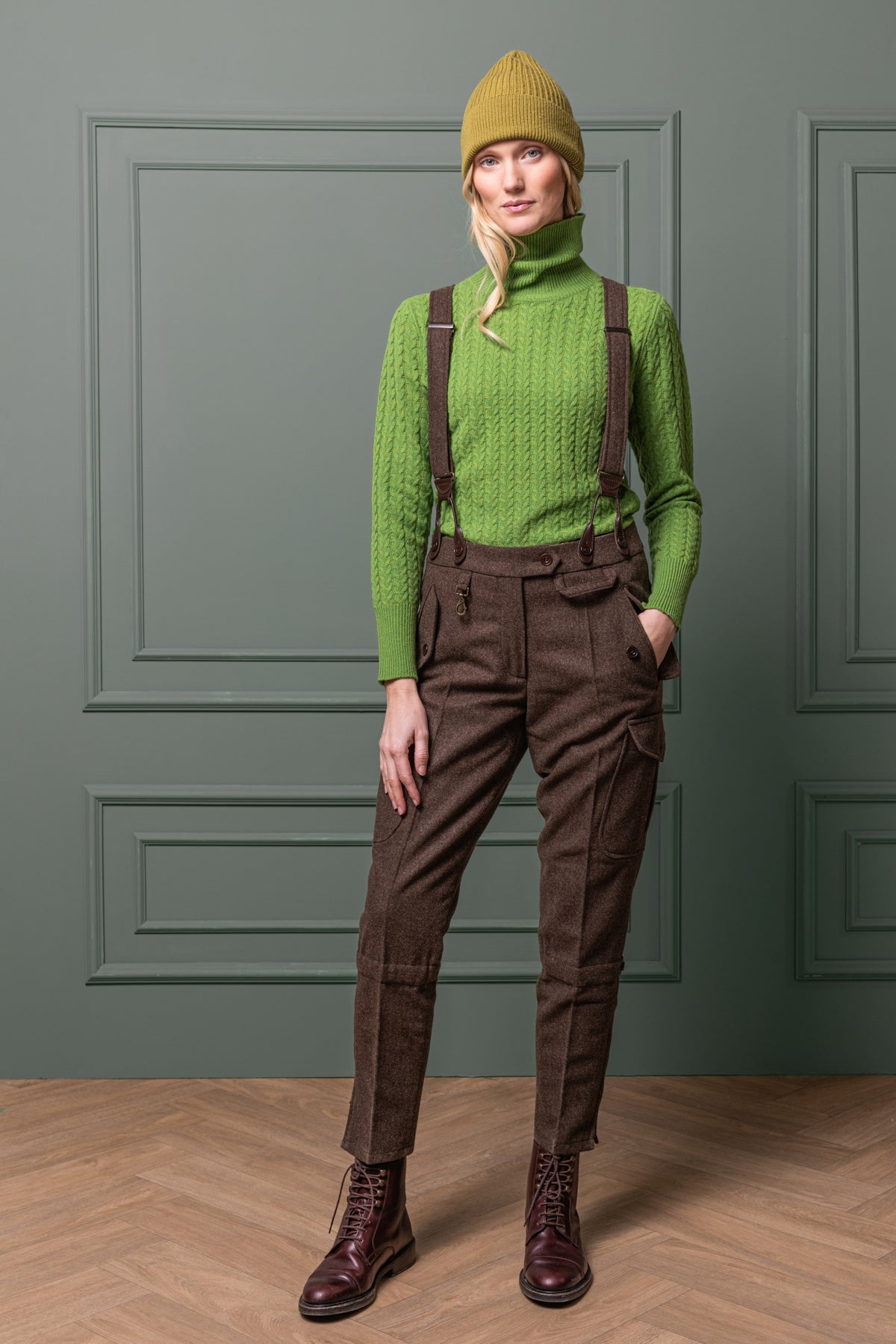 Jagdhose Prebersee aus Loden mit Samtkanin