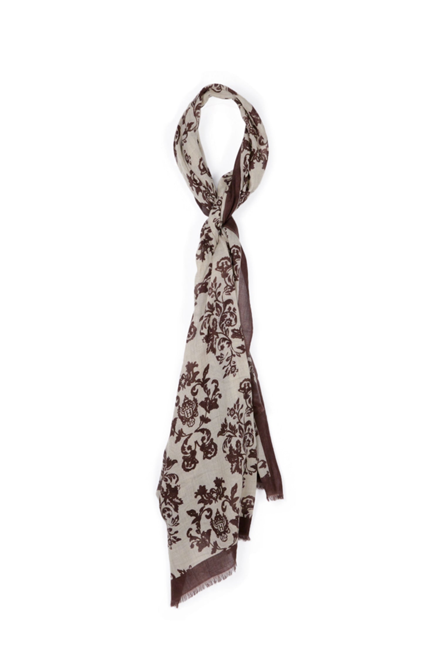 Wool scarf with arabesque print  