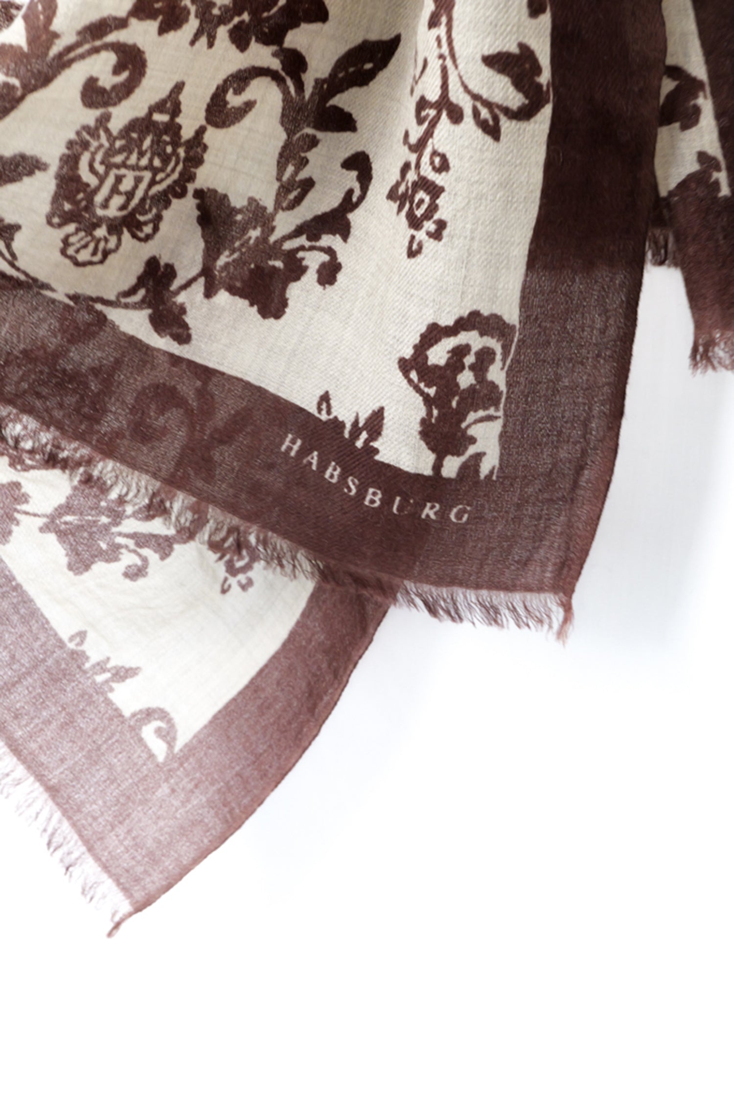 Wool scarf with arabesque print  