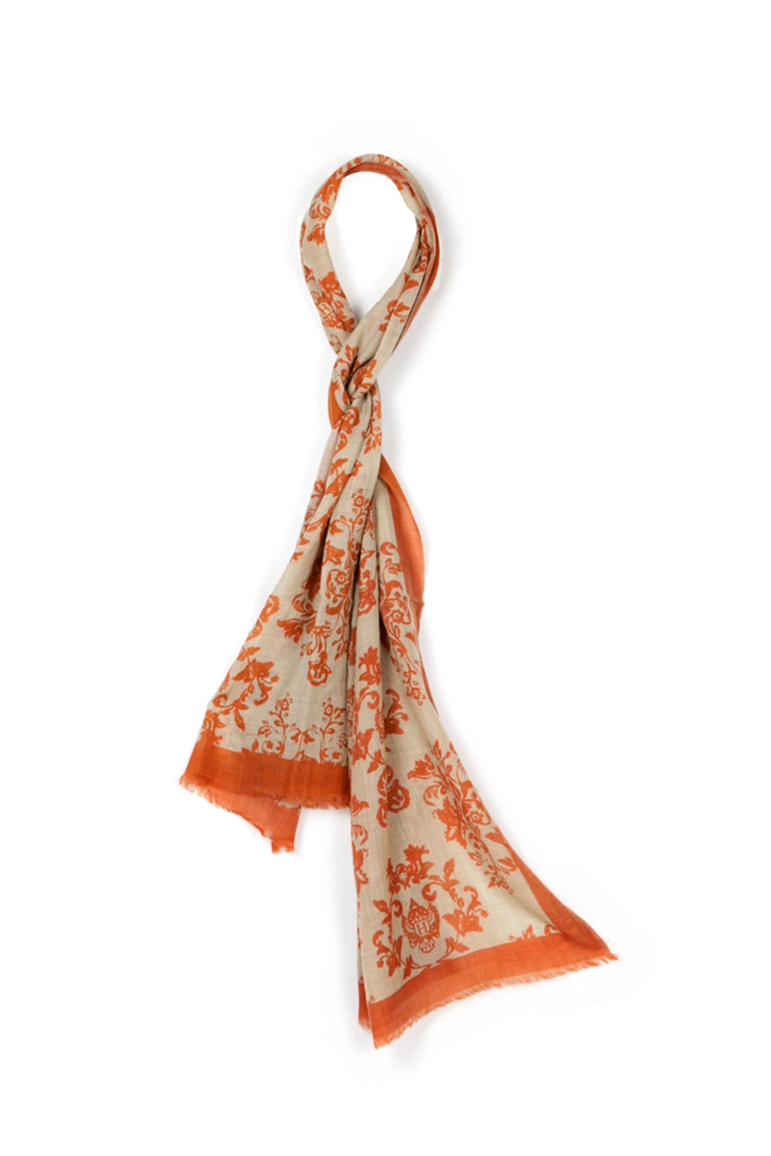 Wool scarf with arabesque print  