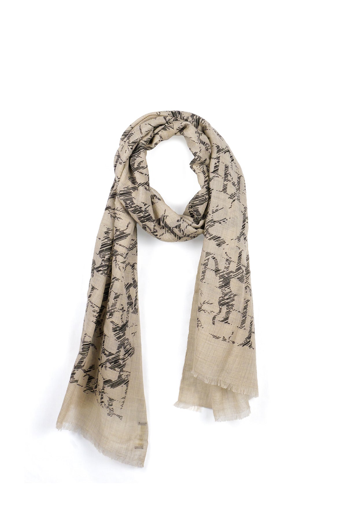 Wool Scarf with Stag Motif