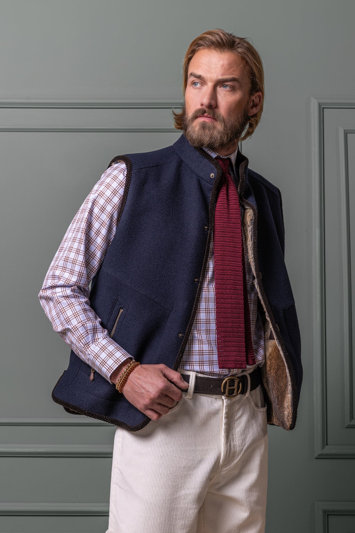 Loden Vest Hector with Fur Lining